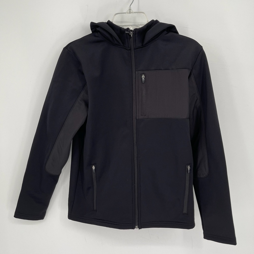 Tek Gear NWT Boy's Black Performance Fleece Full Zip Hooded Jacket Size XL 18-20
